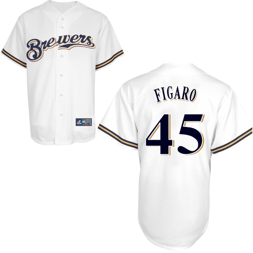 Alfredo Figaro #45 Youth Baseball Jersey-Milwaukee Brewers Authentic Home White Cool Base MLB Jersey